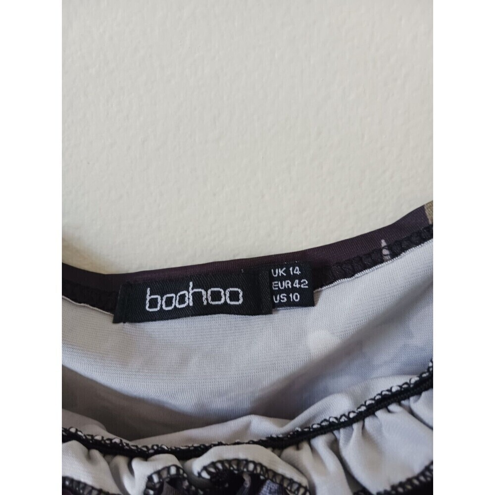 Boohoo Womens Purple White Floral Jumpsuit Spaghetti Strap Wide Leg Ruffle 10 - Picture 3 of 6